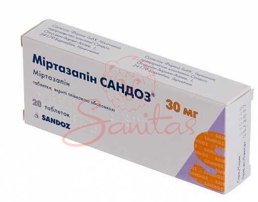 Міртазапін Сандоз таб. 30мг №20 (10х2)                                          