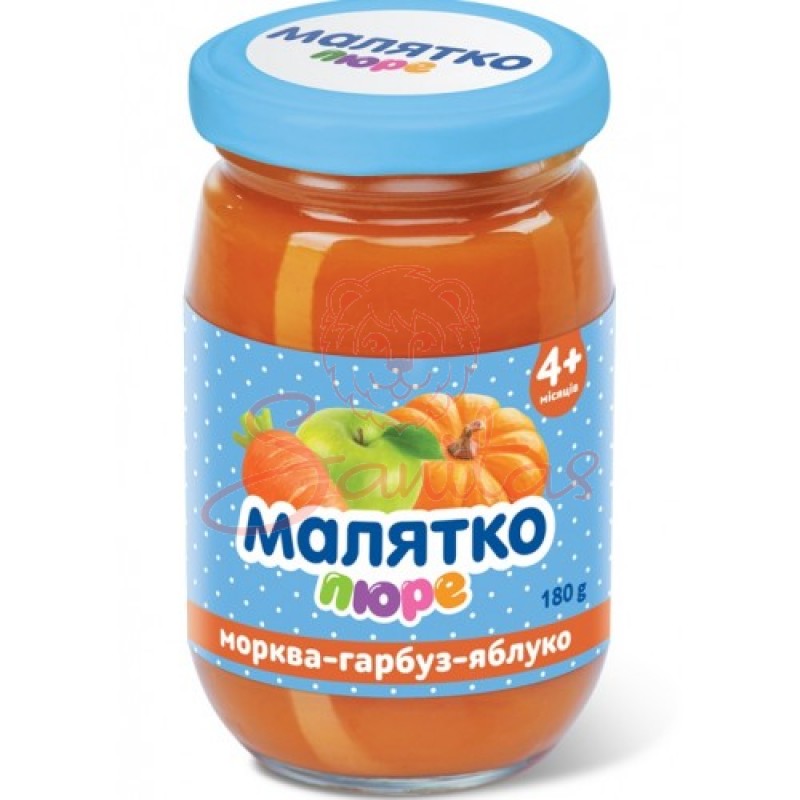Пюре Малятко морква гарбуз яблуко (скло) 180мл                                  