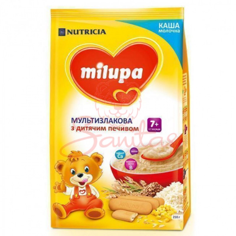 Каша Мілупа мультизл. з дитячим печивом від 7 міс. 210г                         