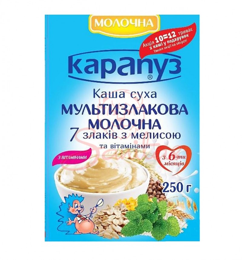 Каша Карапуз мол. мультизл. 7 злаків з мелісою 250г                             