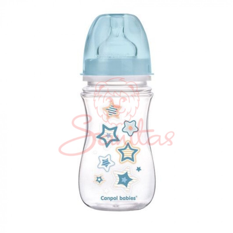 Пляшка з шир. отв. антиколік. Easystart Newborn baby 240мл сині зірки 35/217_blu
