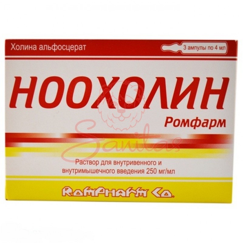 Ноохолін р-н д/ін. 250мг/мл 4мл амп. №3                                       