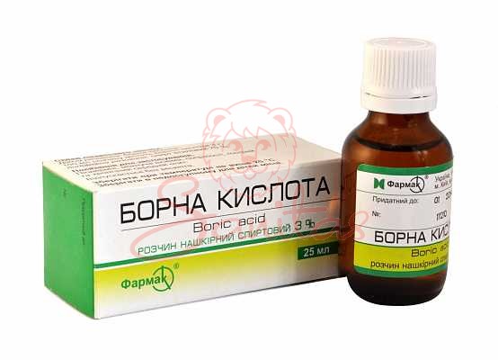Борна кислота спиртовий р-н д/зовн. застосування 3% фл. 25мл                    